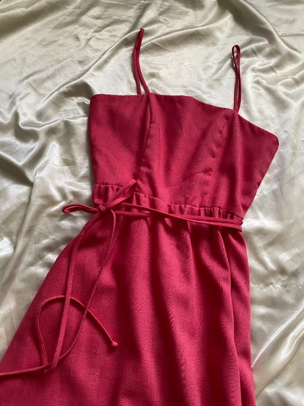 Vintage 1970s House of Bianchi Pink Full Length Tie Dress Summer Boho Disco
